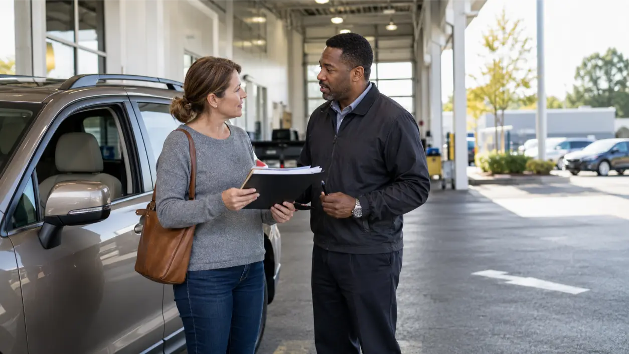 Blog 8 Prepare for your first service visit after buying used car transportation with a symptom list, records, warranty details, recall check, drop-off plan, and pickup checklist.
